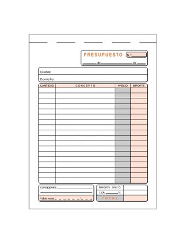 TALONARIO 4º PRESUPUESTO DUPLICADO T-90