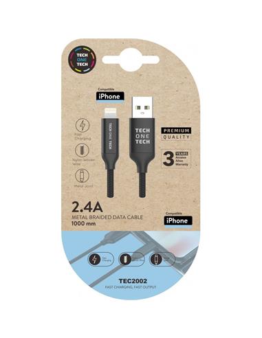 CABLE NEGRO USB-A A IPHONE 1M TEC2002