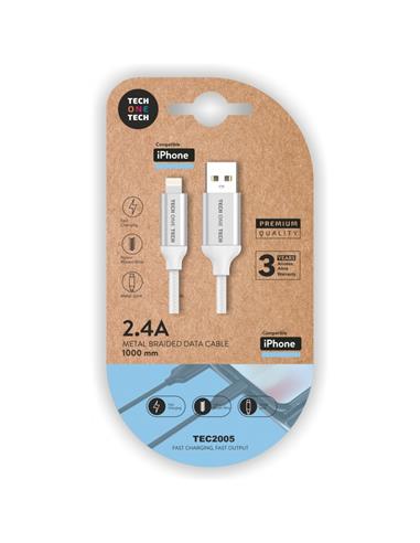 CABLE BLANCO USB-A A IPHONE 1M TEC2005