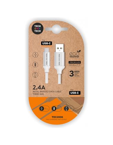 CABLE BLANCO USB-A A TIPO C 1M TEC2006