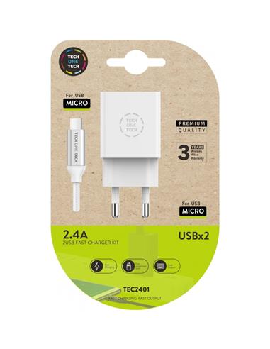 CARGADOR + CABLE MICRO USB 2.4A TEC2401