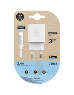 CARGADOR + CABLE IPHONE 2.4A TEC2402