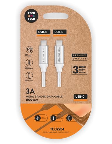 CABLE PD BLANCO USB-C A USB-C TEC2204