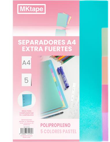 SEPARADOR A4 PP 5 COL. PASTEL MKT20753