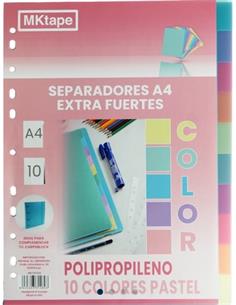 SEPARADOR A4 PP 10 COL. PASTEL MKT20754
