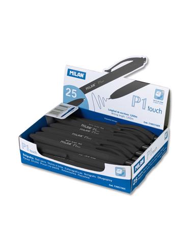 BOLIGRAFO MILAN TACTO GOMA P1 RUBBER NEGRO