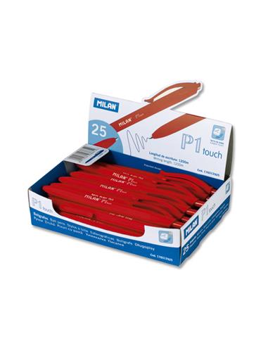 BOLIGRAFO MILAN TACTO GOMA P1 RUBBER ROJO