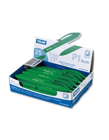 BOLIGRAFO MILAN TACTO GOMA P1 RUBBER VERDE