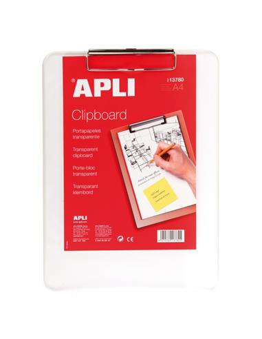 PORTANOTAS MINICLIP A4 TRANSP. APLI 13780