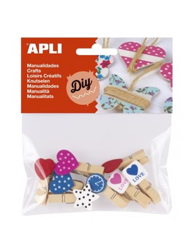 BOLSA 8 PINZAS MADERA MINI 14784