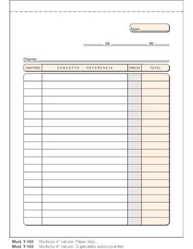 TALONARIO 4º MULTIUSO DUP. CUARTO T-103