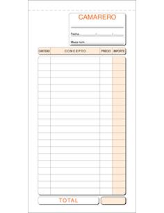 TALONARIO CAMARERO 1/3 Fº DUPLIC. T-100