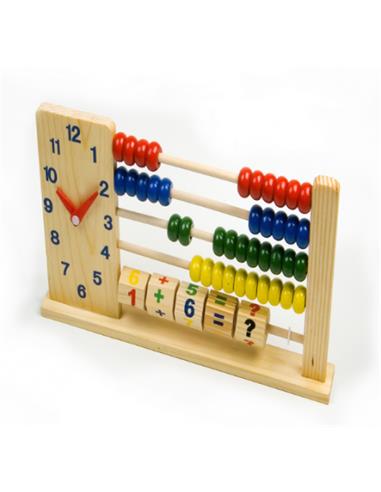 ABACO MADERA MEDIANO CON RELOJ 48