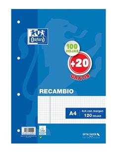 RECAMBIO OXFORD A4 100+20 90GRS. 4x4