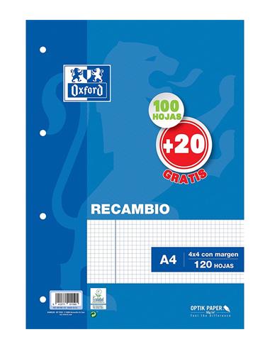 RECAMBIO OXFORD A4 100+20 90GRS. 4x4