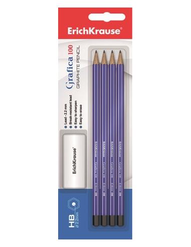 BLIST.4 LAPICES+GOMA ERICHKRAUSE GRAFICA 100