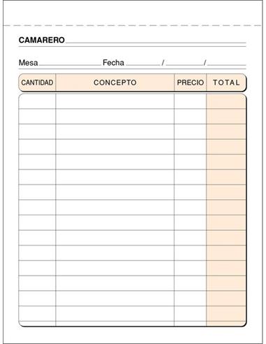 TALONARIO CAMARERO 8º NATURAL T-58