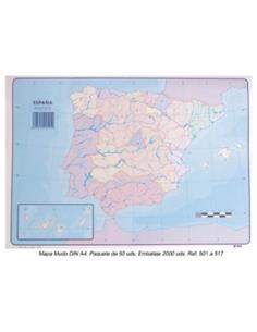 MAPA MUDO ESPAÑA FISICO